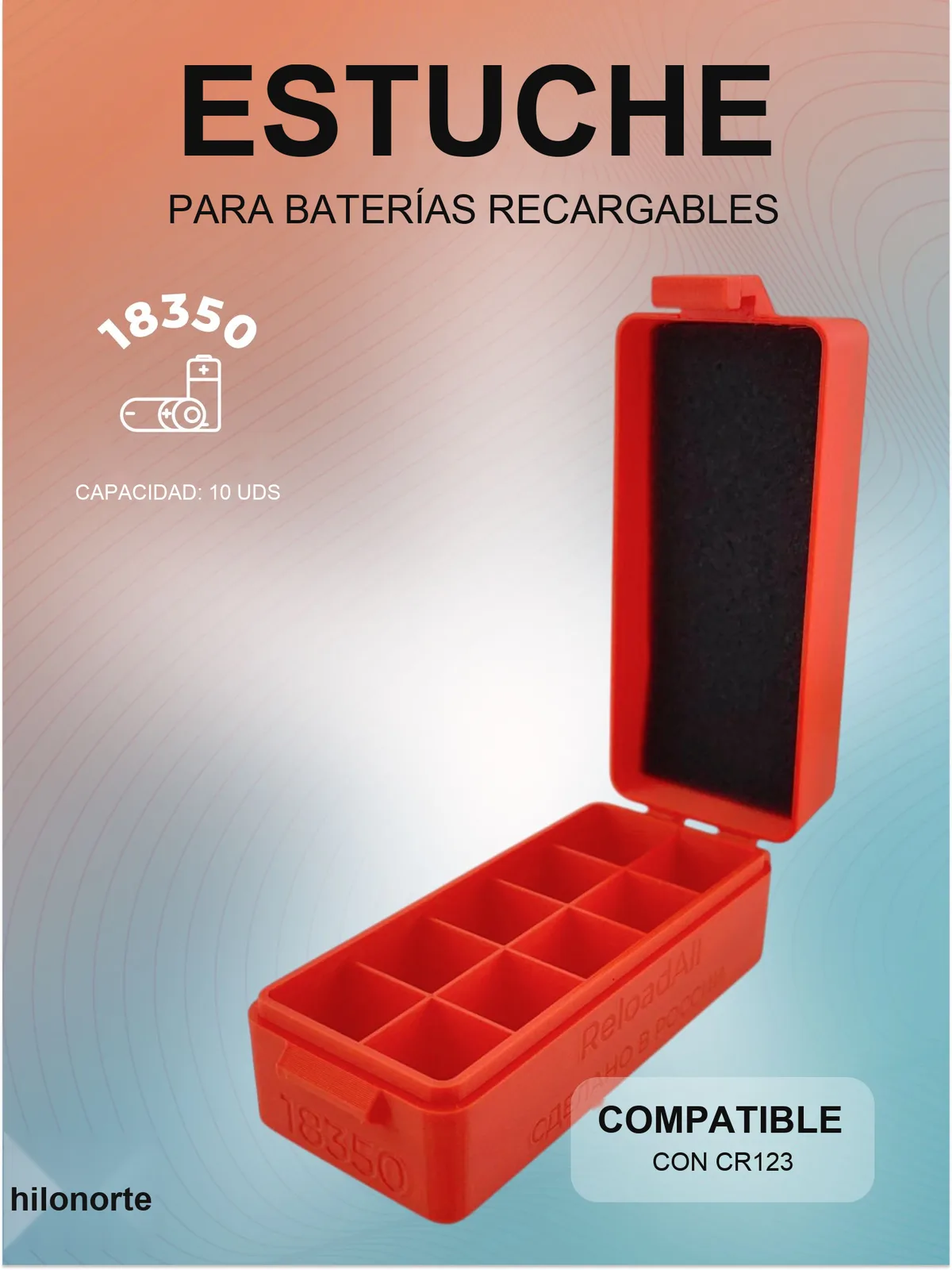 Caja organizadora para 10 baterías 18350