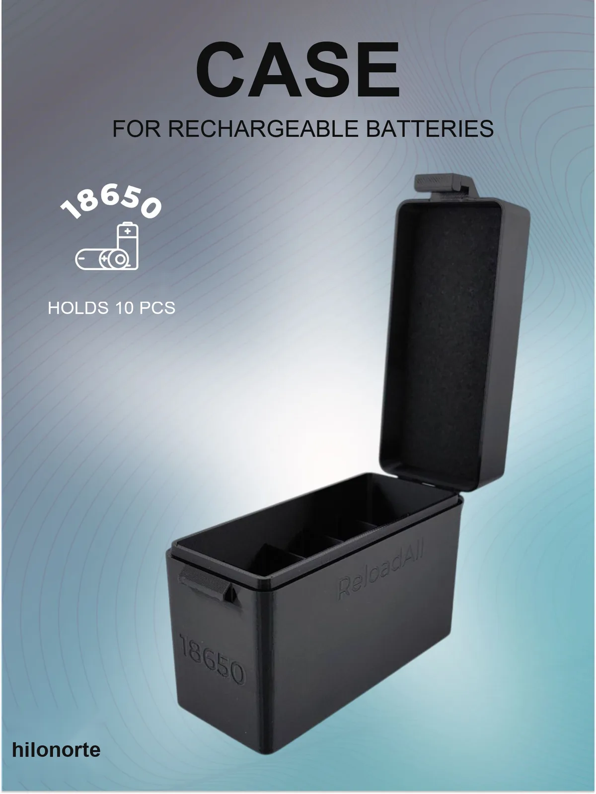 Organiser box for 10 × 18650 cells