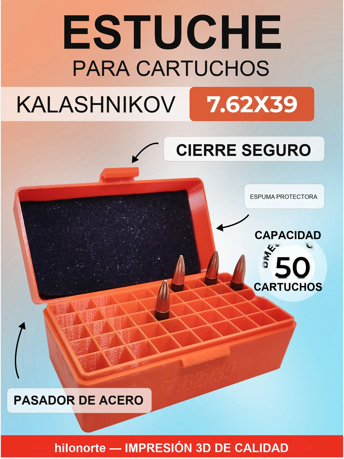 Caja para 50 cartuchos 7,62×39