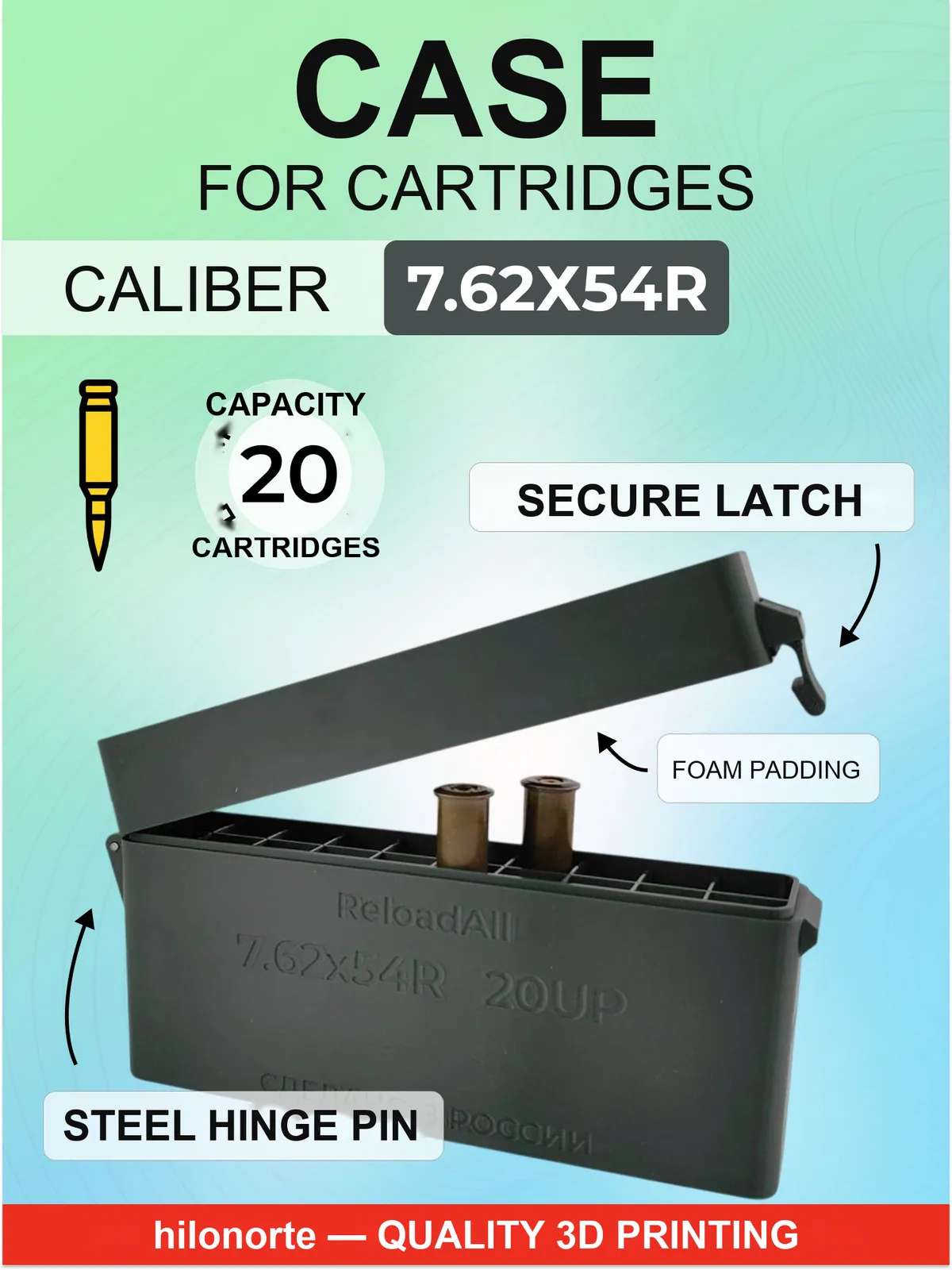 Box for 20 rounds of 7.62×54R, primer up