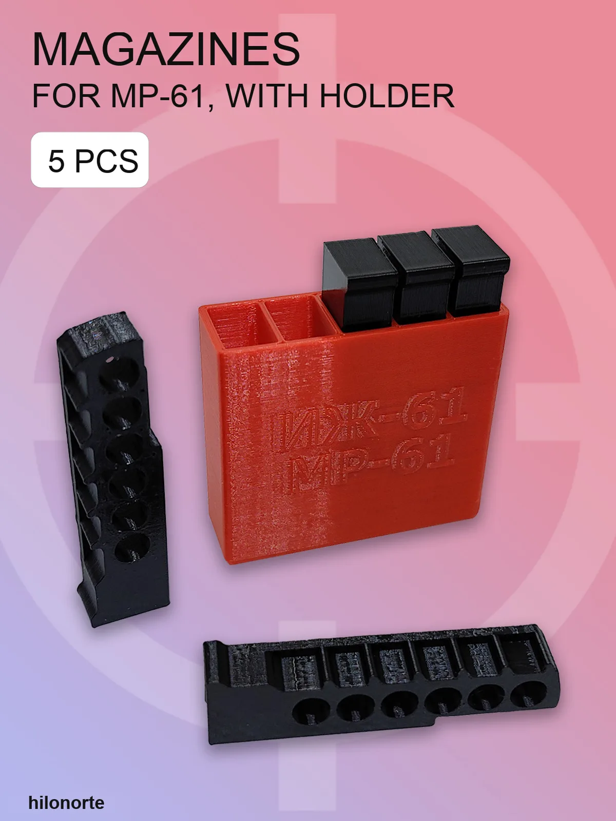 4.5 mm magazines for Baikal MP-61 (IZH-61), 5 pcs + holder