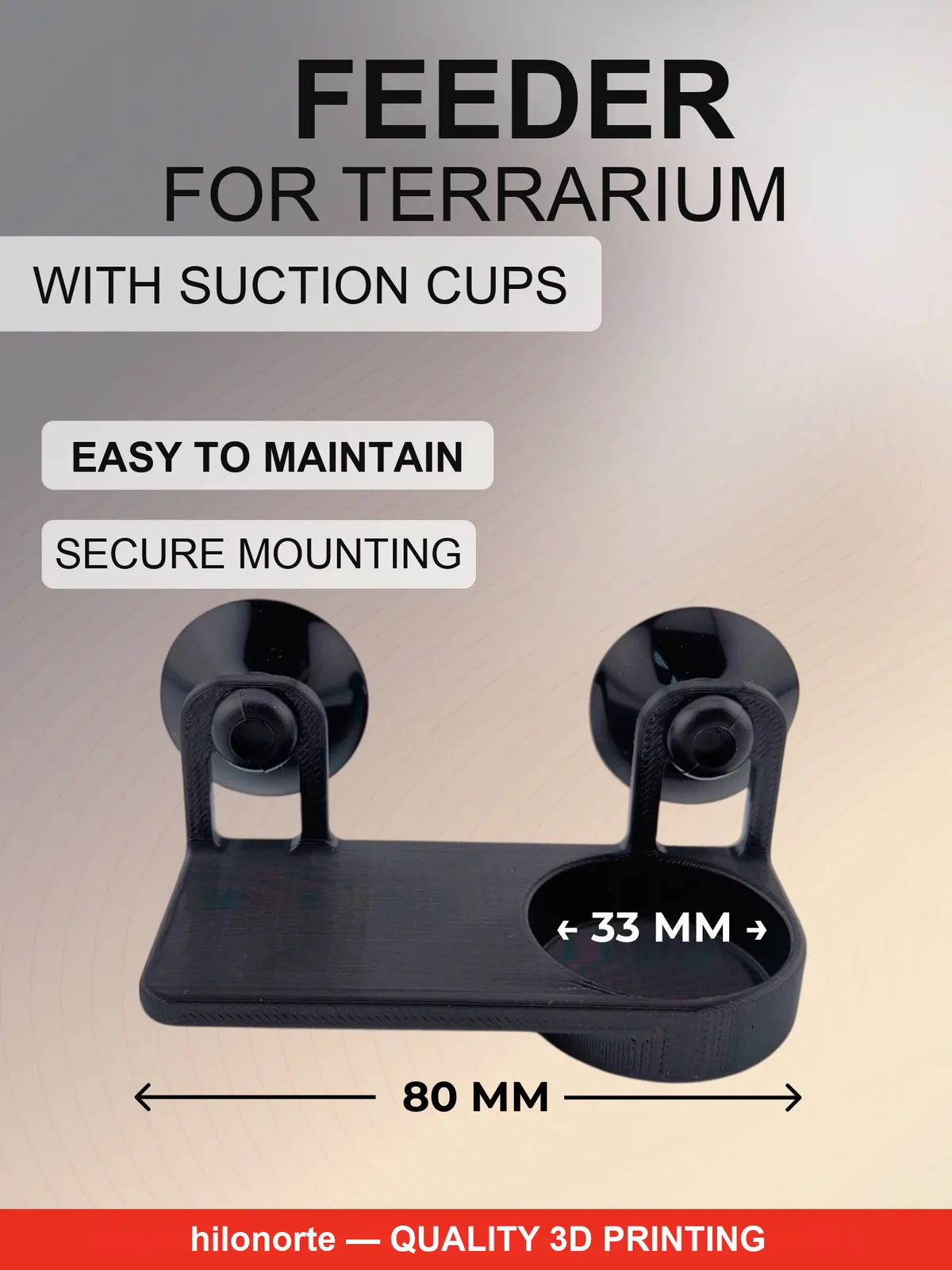 Terrarium feeder and water dish with suction cups