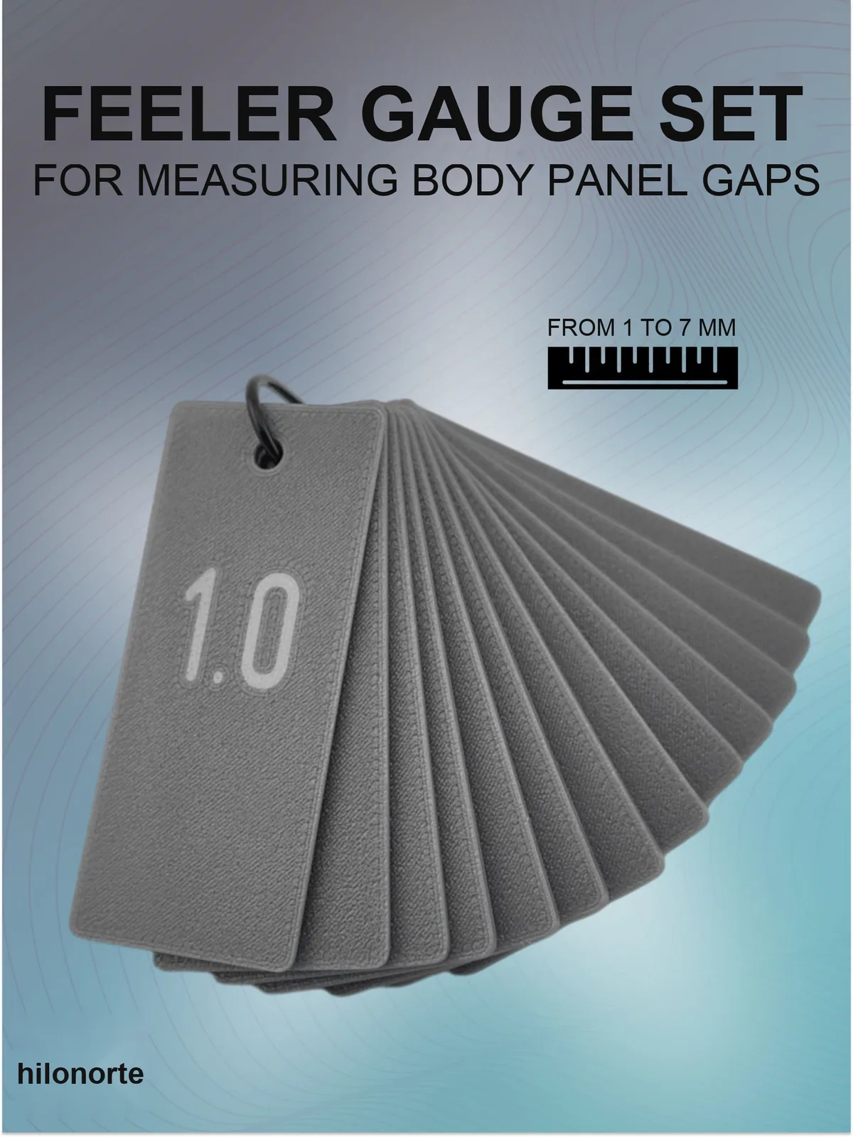 Body panel gap gauge set, 1 to 7 mm