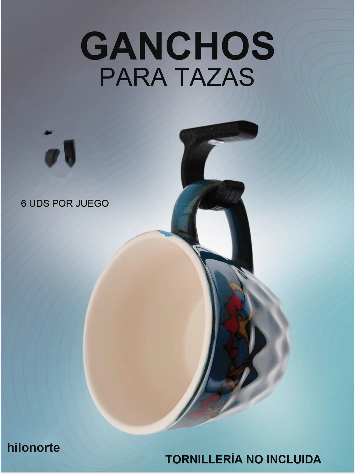 Ganchos para tazas bajo el armario (6 uds.)
