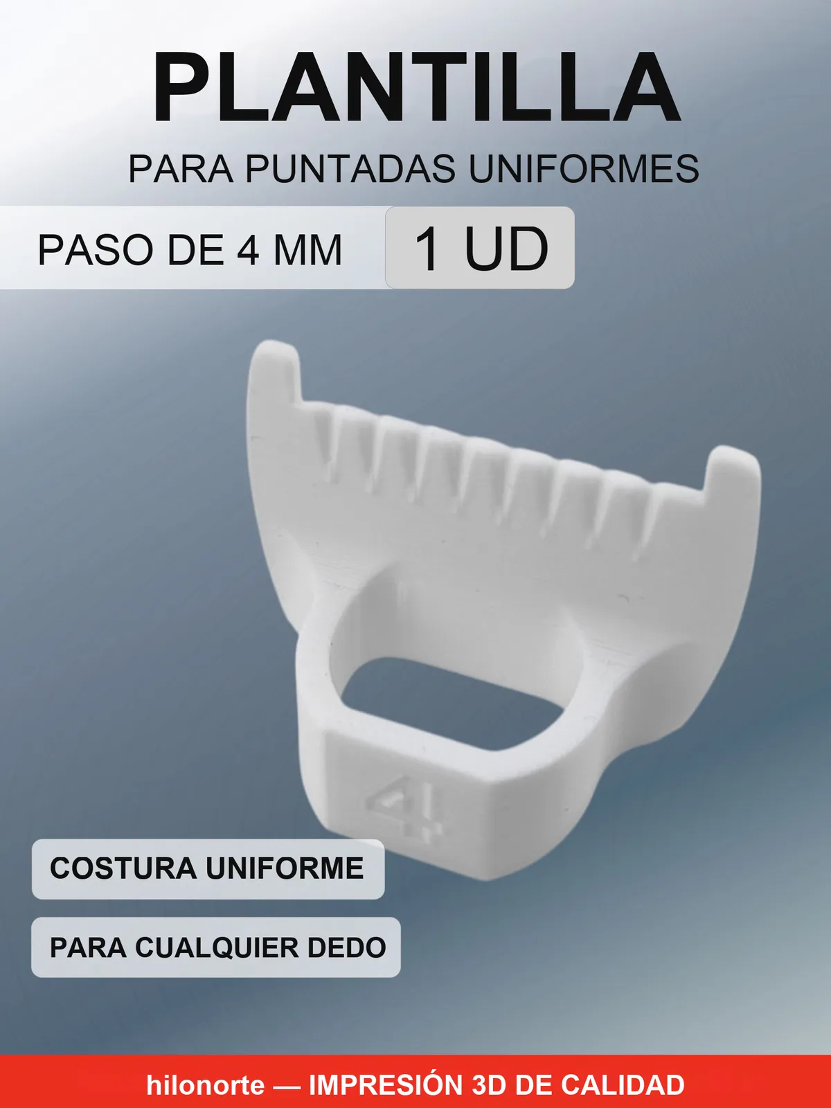 Guía de dedo para puntadas regulares de 4 mm
