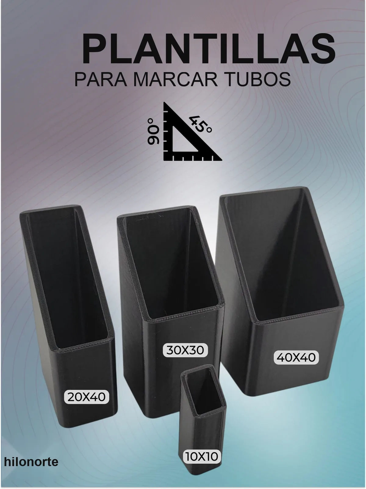 Plantillas para marcar tubo cuadrado y rectangular (4 uds.)