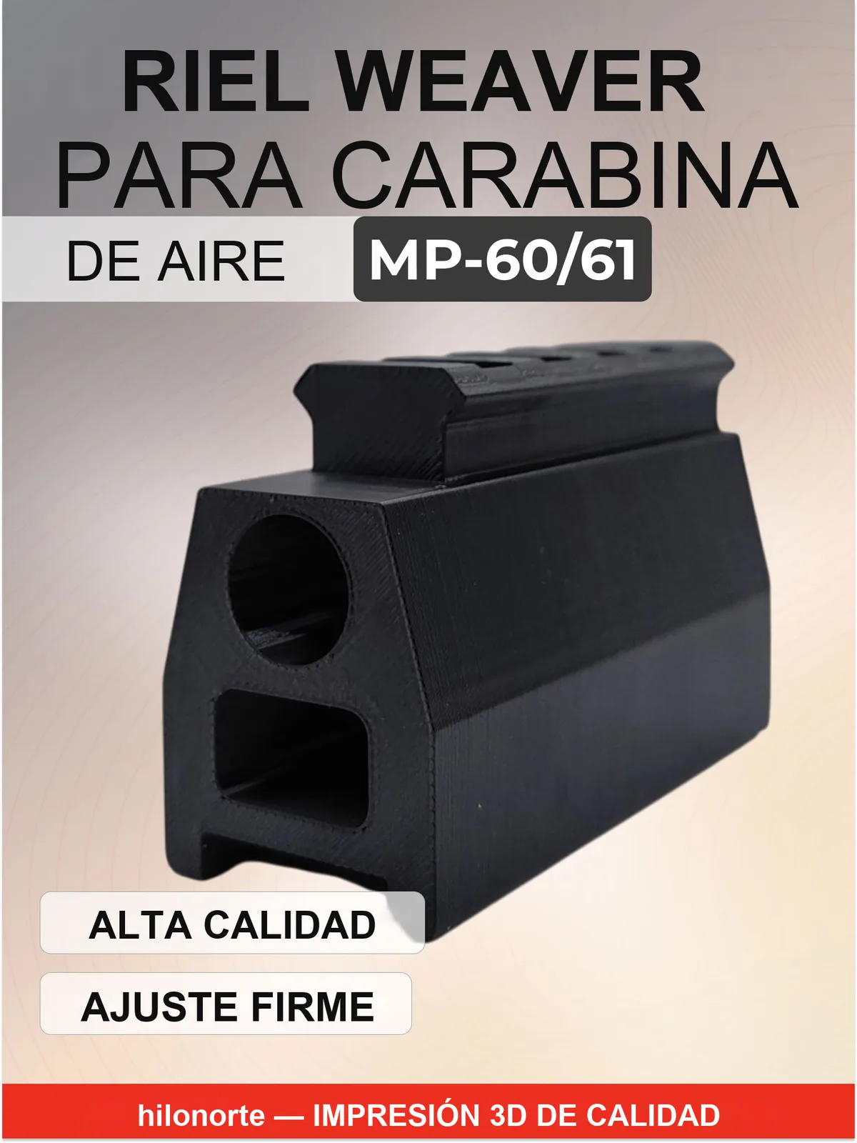 Raíl Weaver 20 mm para Baikal MP-60 y MP-61
