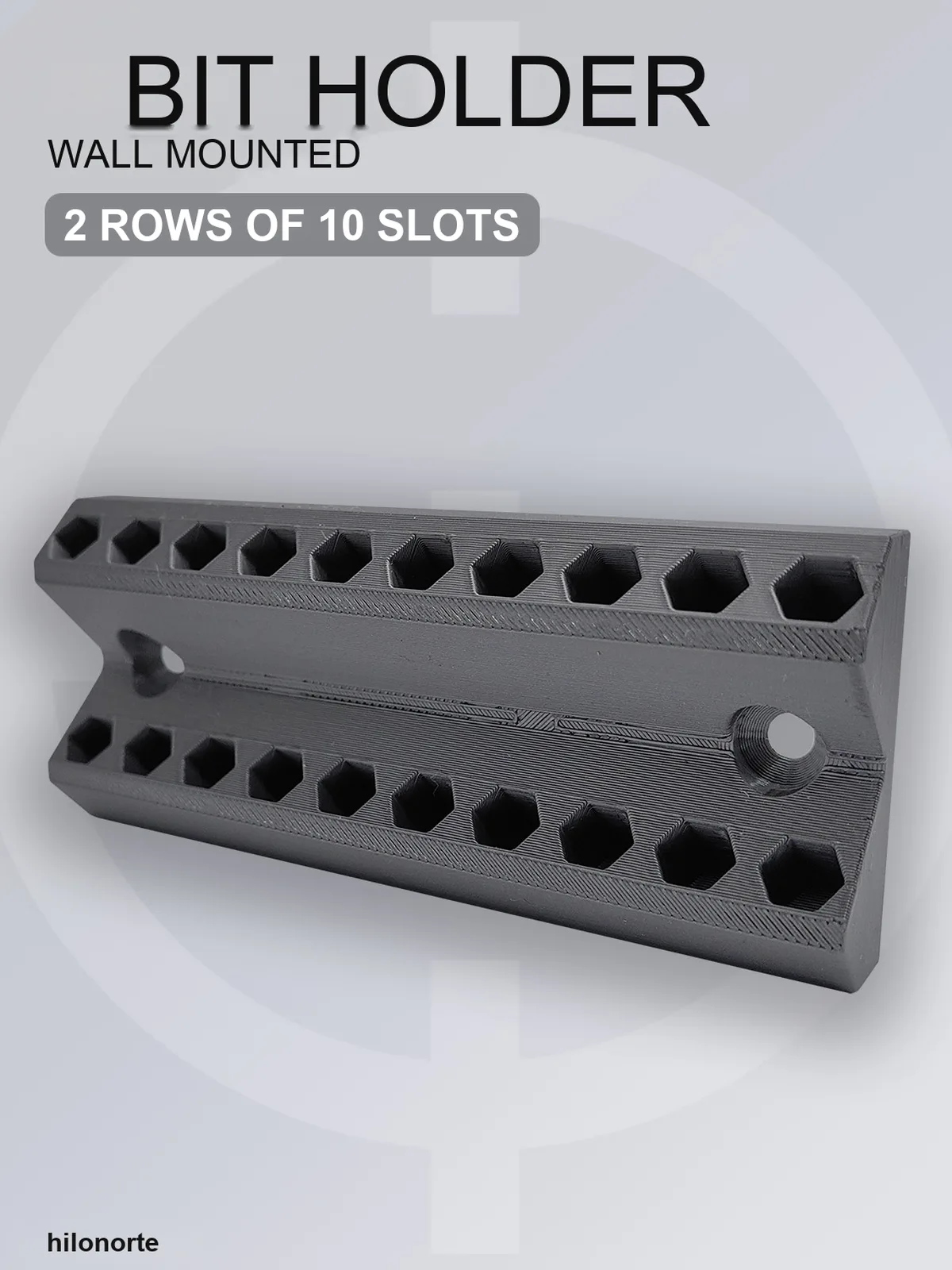Wall holder for 20 screwdriver bits (2 rows)