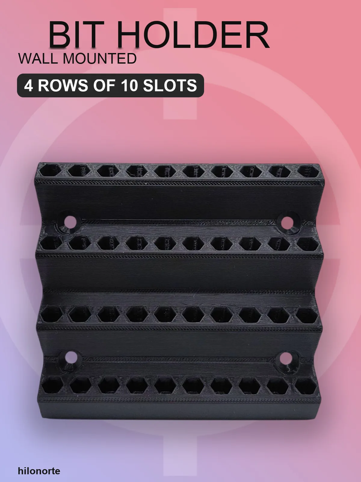 Wall holder for 40 screwdriver bits (4 rows)