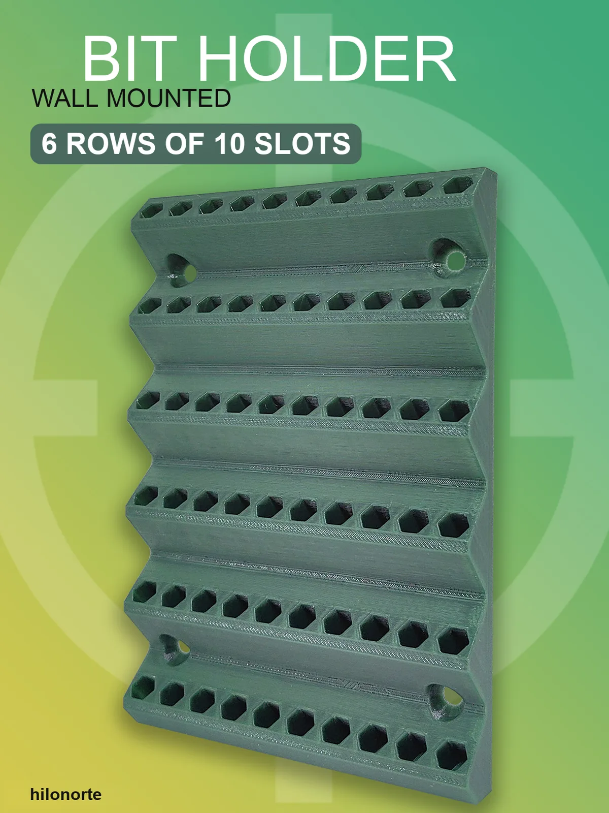 Wall holder for 60 screwdriver bits (6 rows)